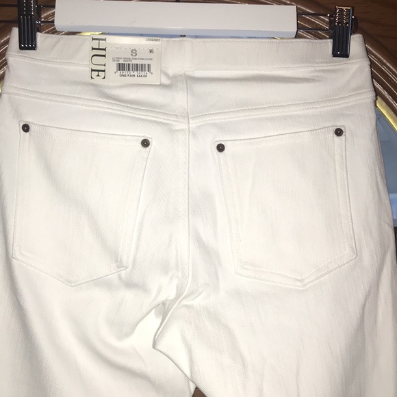 HUE Original Denim Leggings Essential Jeggings Stretch Mid-Rise In White BNWT - Picture 11 of 15